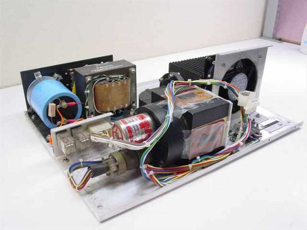 Sector Motor SM3-151-3 waveguide switch assembly top view showing motor, transformer, capacitor, fan, and wiring harness on aluminum mounting plate