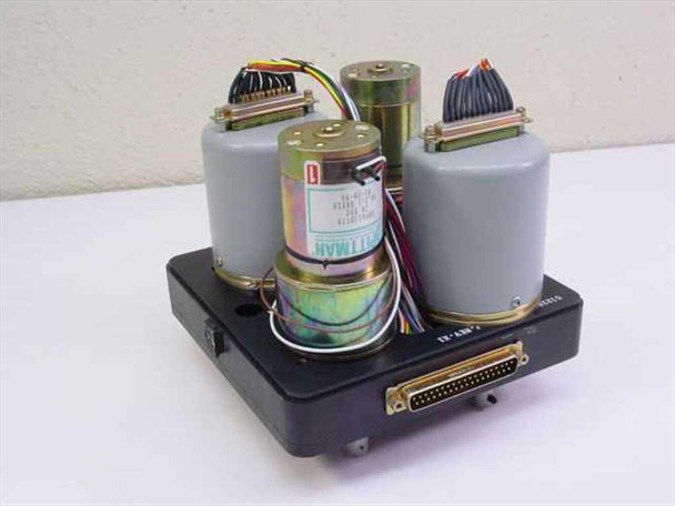 BEI 01238 Channel Changer underside view with Pittman motors, encoder wiring, and D-sub connector visible