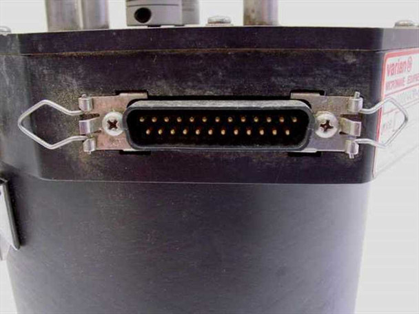 Varian VJW1454C Channel Select Sub-System – close-up of 25-pin D-Sub connector on side of housing with jackscrew hardware