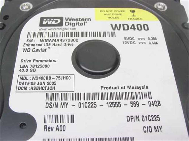 Dell 1C225 40GB 3.5" IDE Hard Drive - Western Digital WD400