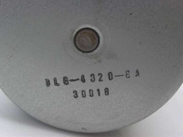 BLG-4320-BA part number label on motor end cap — stamped markings visible on aluminum housing