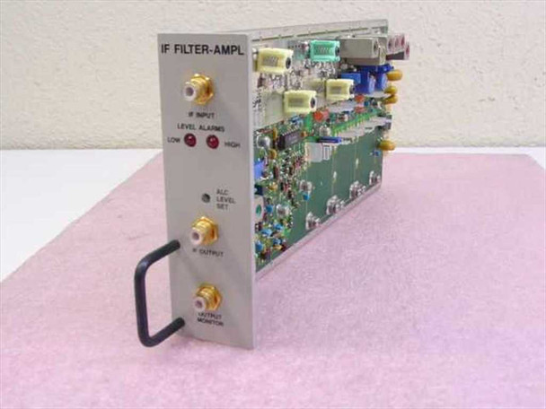 Scientific Atlanta 286426 30MHz IF Filter Amplifier plug-in module — front panel and PCB assembly, three-quarter view showing SMA connectors and board components