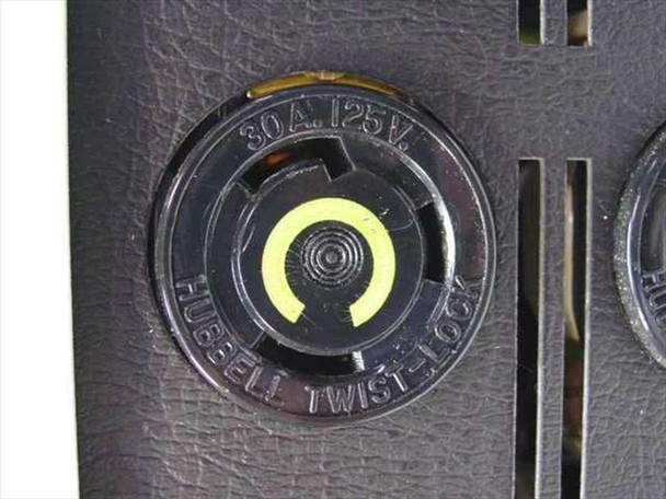 Hubbell Twist-Lock circuit protector receptacle 30A 125V on Exide PowerPass UPS panel