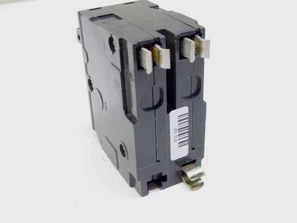 Square D QO220 Circuit Breaker rear view showing dual wire lug terminals and plug-in bus clips