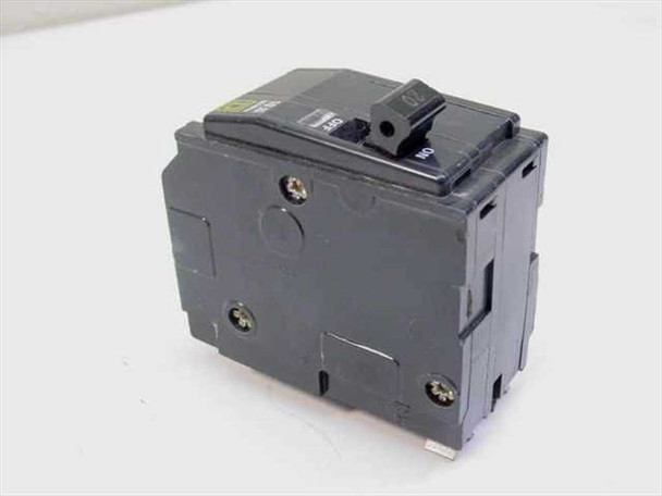 Square D QO220 20 Amp 2-Pole Circuit Breaker — angled front-left view showing toggle switch and mounting tabs