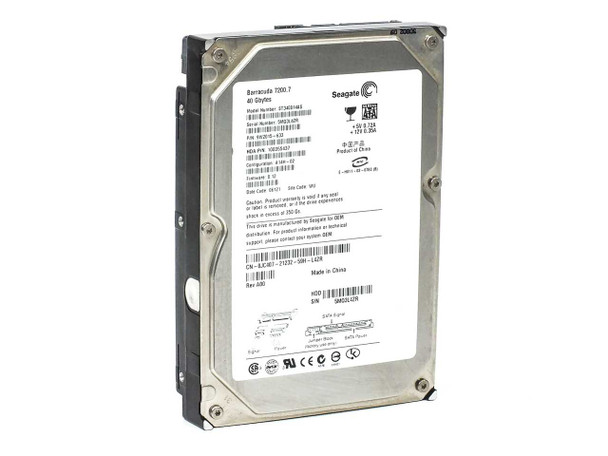 Seagate Barracuda 7200.7 ST340014AS 40GB 3.5" SATA hard drive – top label view showing model and part number