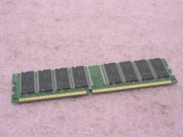 Unbranded DDR 256MB PC2100 266MHz desktop memory DIMM — angled view showing gold edge connector and chip layout
