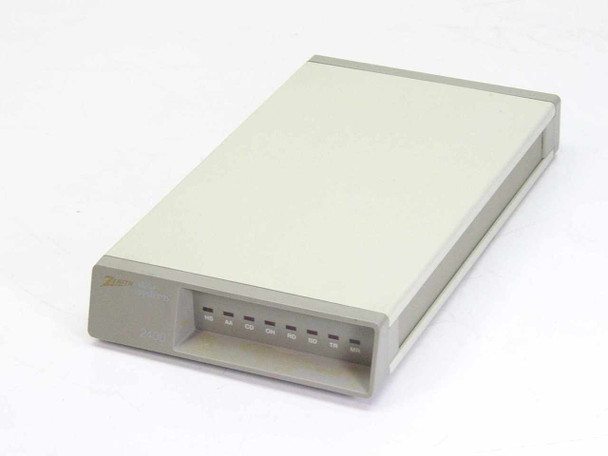Zenith ZM-2401 External 2400 Baud Modem – front and top view showing Zenith logo and indicator LEDs on face