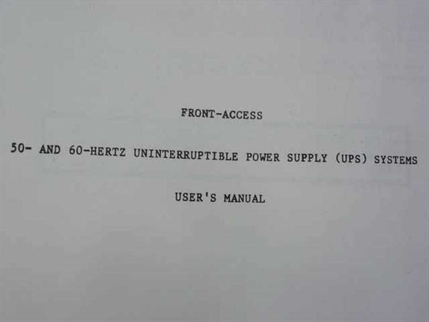 Liebert Front-Access 50 and 60 Hertz UPS Systems User Manual – title page text detail