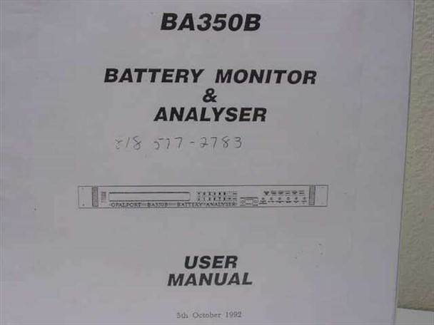 Opalport BA350B Battery Monitor and Analyser User Manual title page close-up showing 5th October 1992 date and instrument diagram