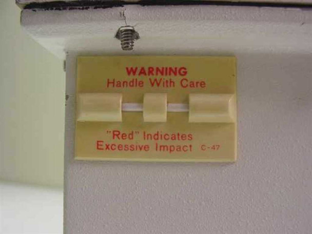 SSE Technologies ASAT-1214-1205 – impact indicator label reading Warning Handle With Care, Red Indicates Excessive Impact, model C-47
