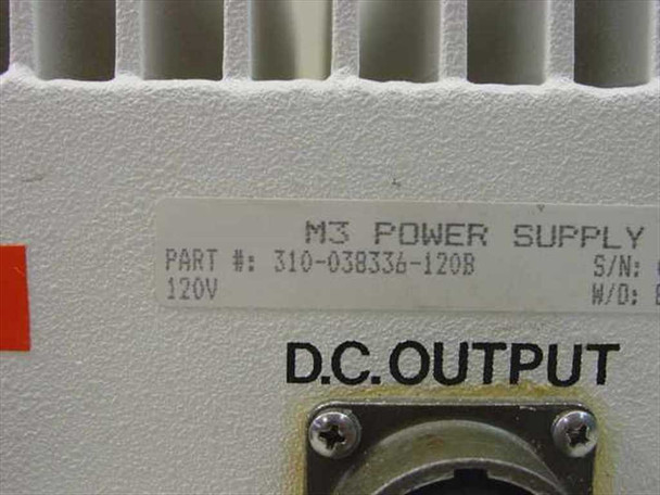 SSE Technologies 310-038336-120B label closeup showing part number 310-038336-120B, M3 Power Supply designation, and 120V rating