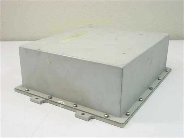 Avantek PS-110-002 outdoor enclosure power supply — top and rear view of aluminum housing with bolt-flange mounting base