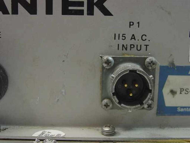 Close-up of Avantek PS-110-002 P1 115V AC input 3-pin circular connector panel label