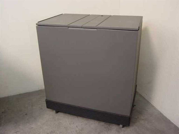 Egan Visual S2PM mobile presentation cabinet – left-rear view with lid closed showing clean grey exterior