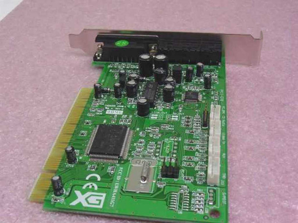 Admos A411-G70 Xwave QS3000A PCI sound card – rear angled view showing PCB components, GX logo, and CE marking