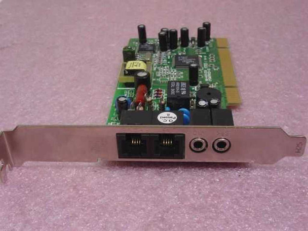 Ambient MD5628D-L-C 56K PCI modem card – front bracket view showing dual RJ-11 ports and two 3.5mm audio jacks