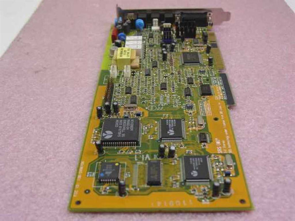 Aztech AT3300 ISA card PCB reverse-angle view showing main ICs and chip layout on yellow-green board