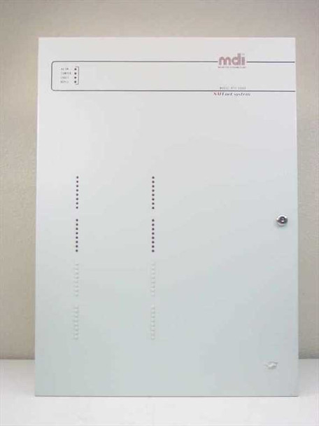 Monitor Dynamics MDI RTU-200 Safenet System – front panel view showing MDI logo, indicator LEDs, ventilation slots, and latch