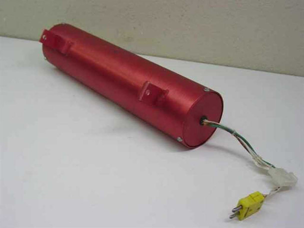 Unbranded 1/2 NPT flash heater bottom-side view showing cylinder body, mounting bracket feet, wire leads, and yellow thermocouple plug