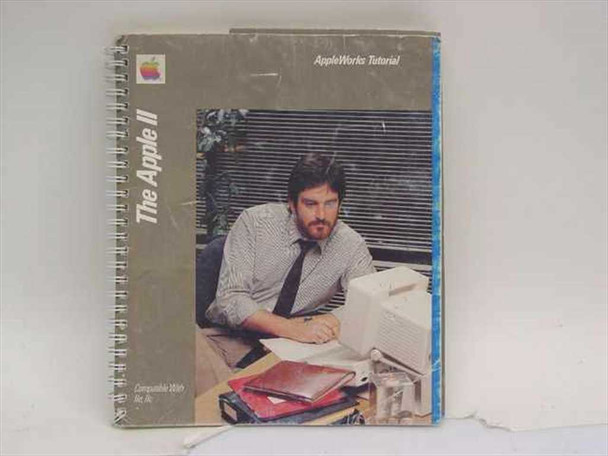 Apple AppleWorks Tutorial Manual 030-0842-A front cover showing The Apple II title and AppleWorks Tutorial label, spiral-bound, circa 1983
