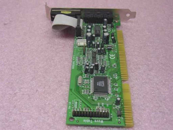 OPTi 82C931 ISA sound card reverse angled view showing wave table header pins, main OPTi chipset, and ISA edge connector