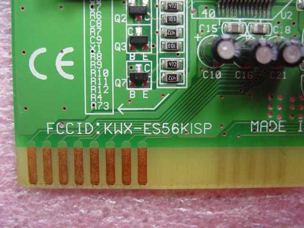 ESS MPB-000081 modem card – close-up of PCB edge showing FCCID KWX-ES56KISP and Made in Taiwan markings