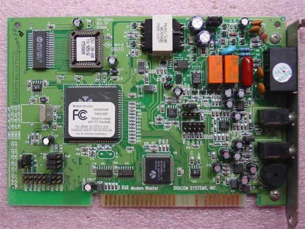 Digicom Modem Blaster DI5656/5600 ISA modem card – front face view showing FCC label and Digicom Systems branding