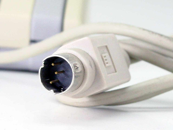 Sun Type 5 Optical Mouse 370-1398 — close-up of DIN connector showing 4-pin configuration and cable strain relief