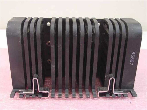 Intel Pentium II SL2S7 – top view of black heatsink/fan assembly with inventory label 85537