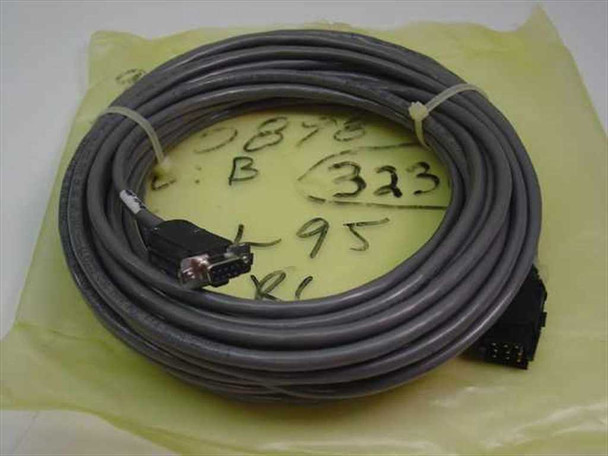 FSI 908152-050 Rev B Polaris cable full length coiled view with handwritten inventory labels on green tissue paper