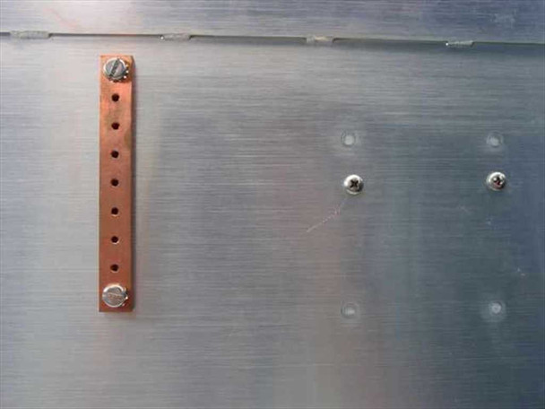 IVS Accuvision 200 – copper ground bus bar and panel mounting hardware detail on rear surface