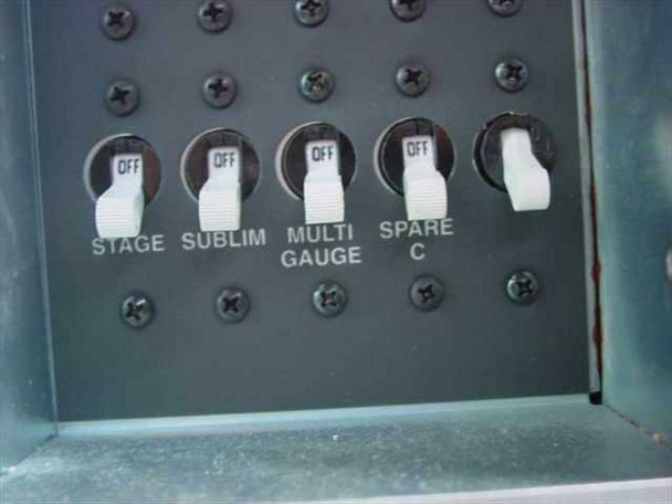 IVS Accuvision 200 – toggle switch panel lower section showing Stage, Sublim, Multi Gauge, and Spare C switches in OFF position
