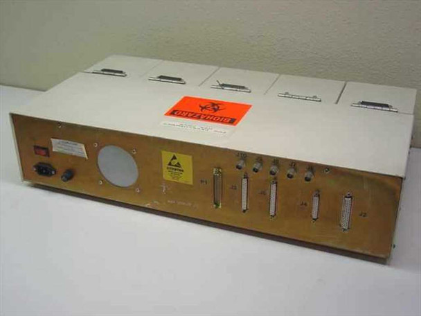 Elite Engineering 5-Station Electrode Test Station — rear three-quarter view showing gold rear panel with connectors and IEC power inlet