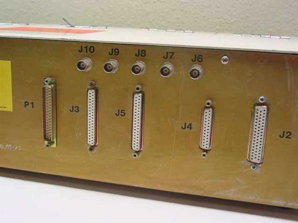 Elite Engineering Electrode Test Station — rear panel detail showing D-sub connectors P1, J2, J3, J4, J5 and coaxial connectors J6 through J10