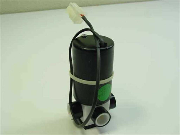 Mace 80IE-0 solenoid valve side/rear view showing cylindrical black coil body and white Teflon valve body with green sticker