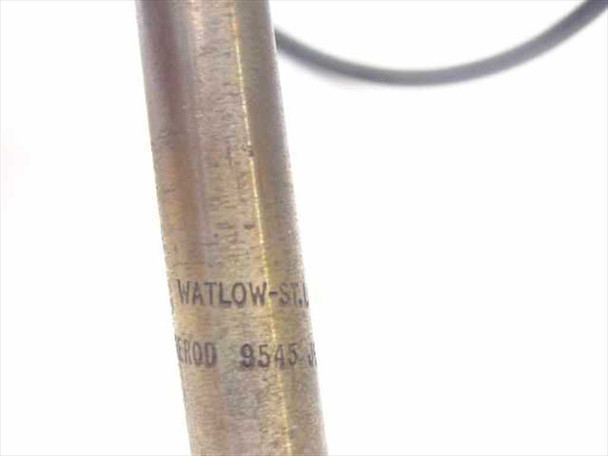 Watlow 9545 cartridge heater body close-up showing model number stamped on brass heating element sheath