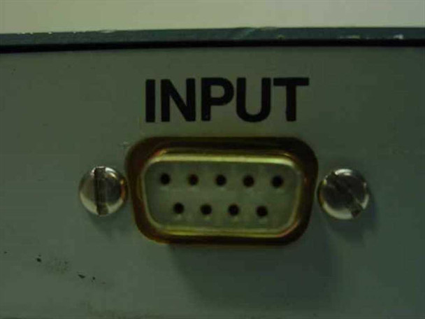 Close-up of DB9 female input connector on steel interface box end panel