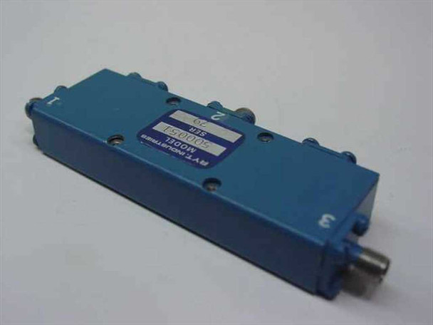 RYT Industries 500051 cascaded RF circulator – opposite side view showing model label and SMA connector at end port