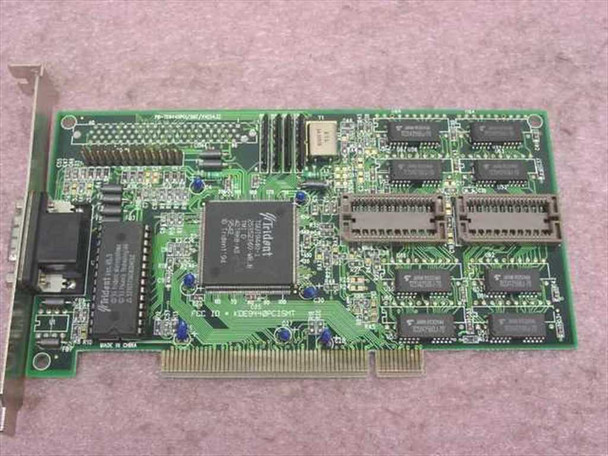 Trident TGUI9440 PCI video card – component side showing TGUI9440 chipset, DRAM chips, and PCI edge connector