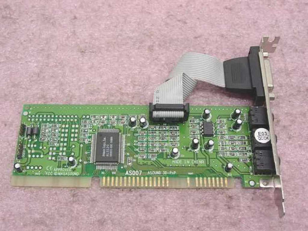 AOpen AS007 ASOUND 3D PnP ISA sound card top-side PCB view showing component layout and ISA edge connector