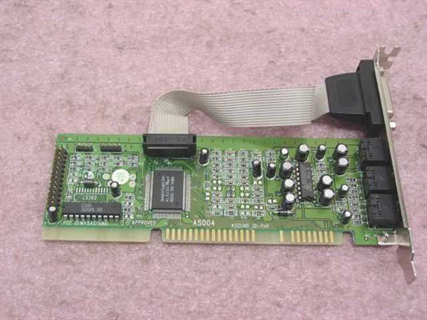 Asound AS004 ISA Sound Card top-side PCB view showing Avance Logic ALS100 Plus chipset and ISA edge connector