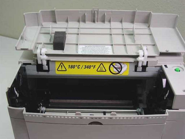 Lexmark Optra K 1220 interior with top cover open showing fuser unit and 180°C/340°F warning label