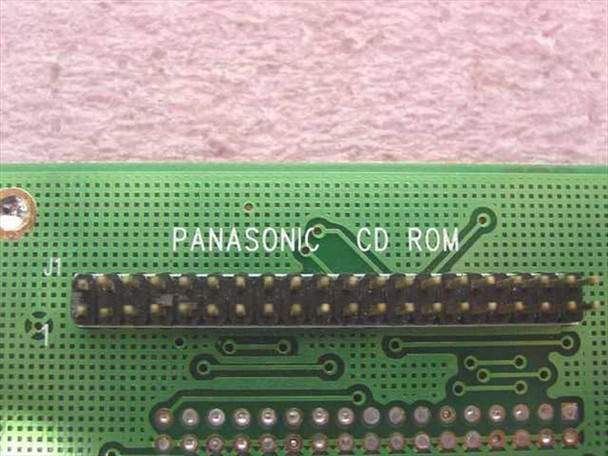 Close-up of Panasonic CD ROM interface card proprietary connector header with 'PANASONIC CD ROM' text silkscreened on PCB