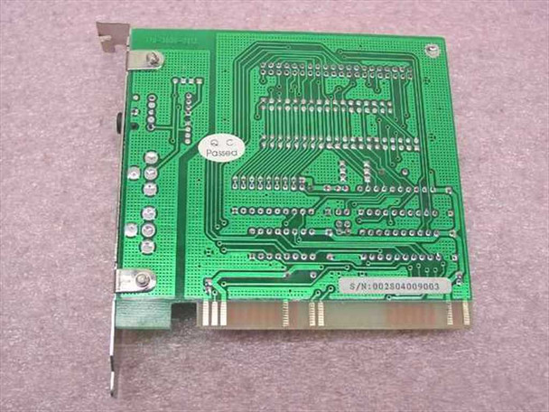 Panasonic CD-ROM ISA card solder side showing PCB traces, QC passed sticker, and serial number label S/N:EB2804009003