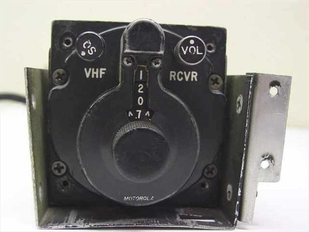 Motorola 5613A VHF Receiver — front panel view showing VHF RCVR label, channel selector dial with frequency positions, squelch and volume knobs, and Motorola branding