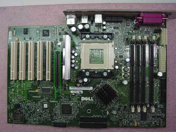 Dell OptiPlex GX400 system board MX-06F067 — full top-down view showing AGP slot, PCI slots, CPU socket, and Dell logo