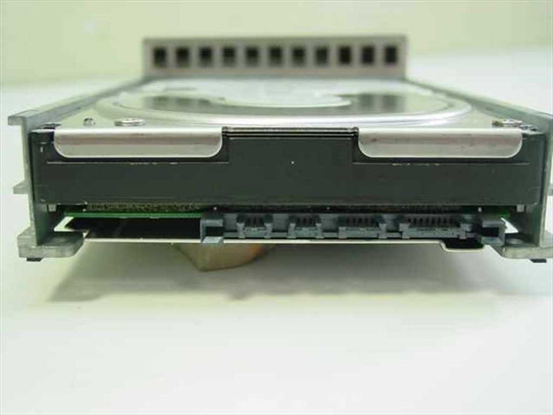 IBM 09L2209 9.1GB SCSI hard drive — bottom edge view showing SCSI connector interface and caddy mounting rails