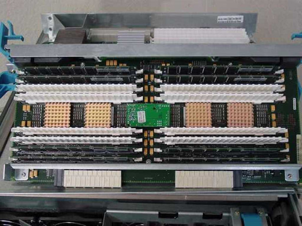 IBM 7026-W80 RS6000 – interior view showing fully populated memory board with multiple POWER3 processor modules