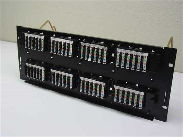 Lucent PatchMax 110 patch panel – rear view showing color-coded 110-type IDC punch-down termination blocks across all four modules